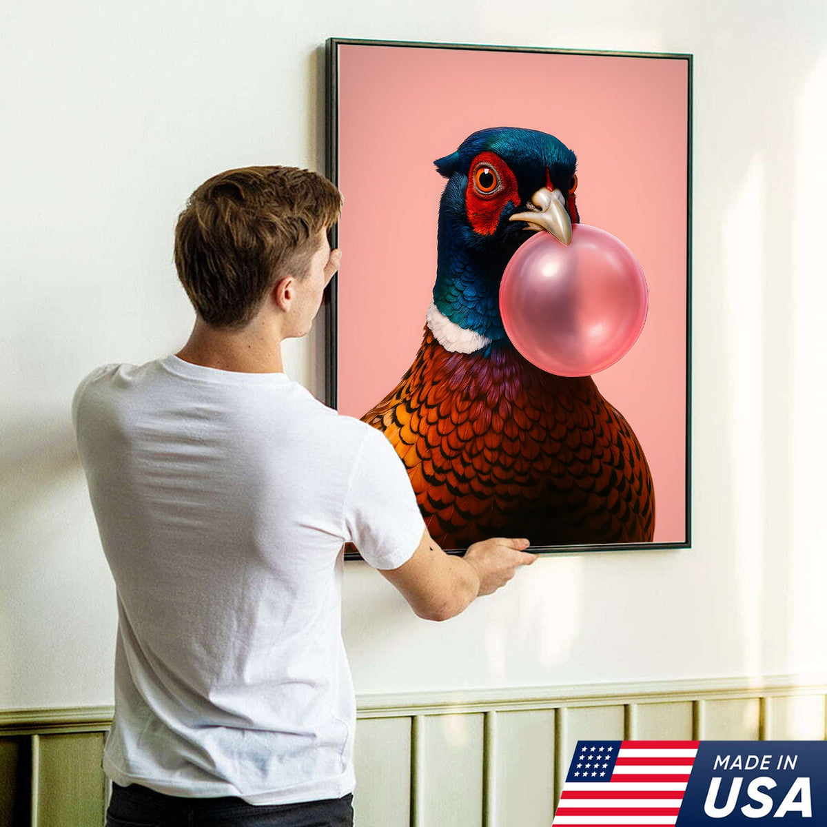 Funny Pheasant Canvas Wall Art – Unique Hunting Cabin Decor & Perfect Gift for Hunters