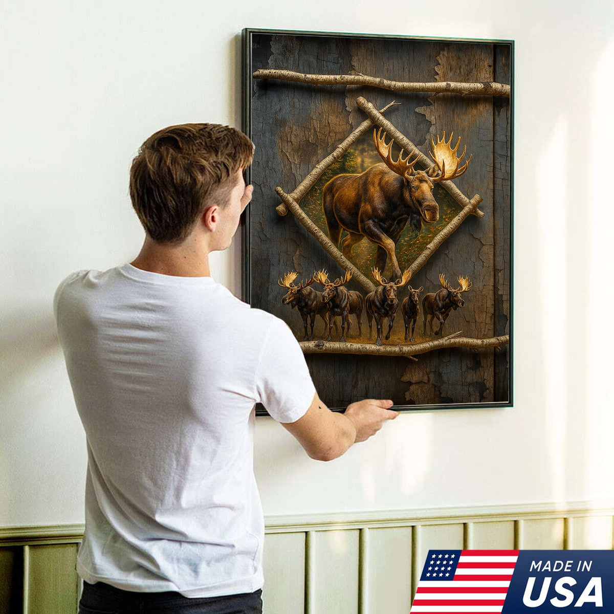 Majestic Moose Canvas Wall Art – Rustic Cabin Decor & Perfect Gift for Hunters