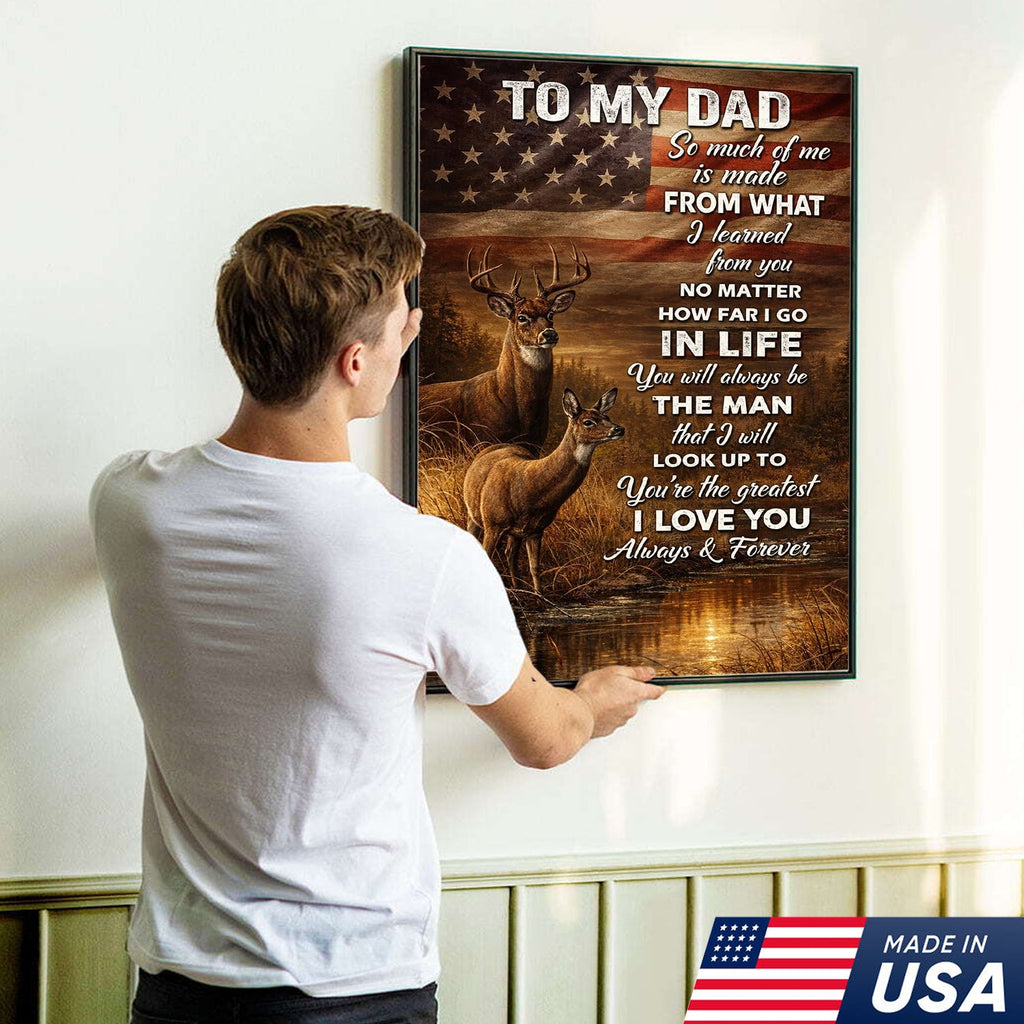 To My Dad Deer Canvas Wall Art – Father Appreciation Gift from Son or Daughter