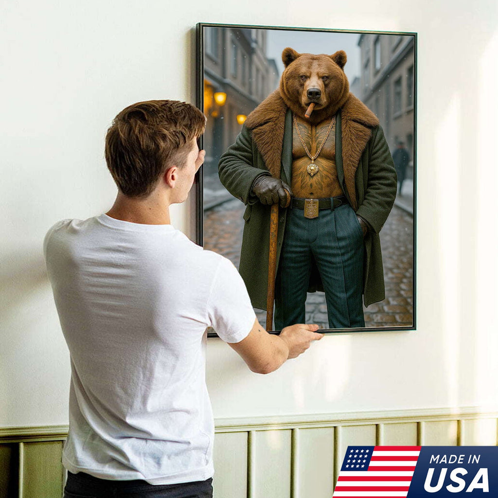 Urban Boss Bear in Fur Coat Canvas Wall Art, Dapper Animal product image 12