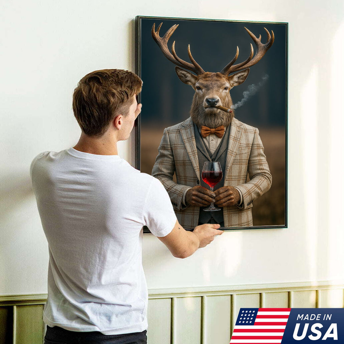 Gentleman Deer Portrait Canvas – Rustic Lodge Wall Art for Hunters & Outdoorsmen