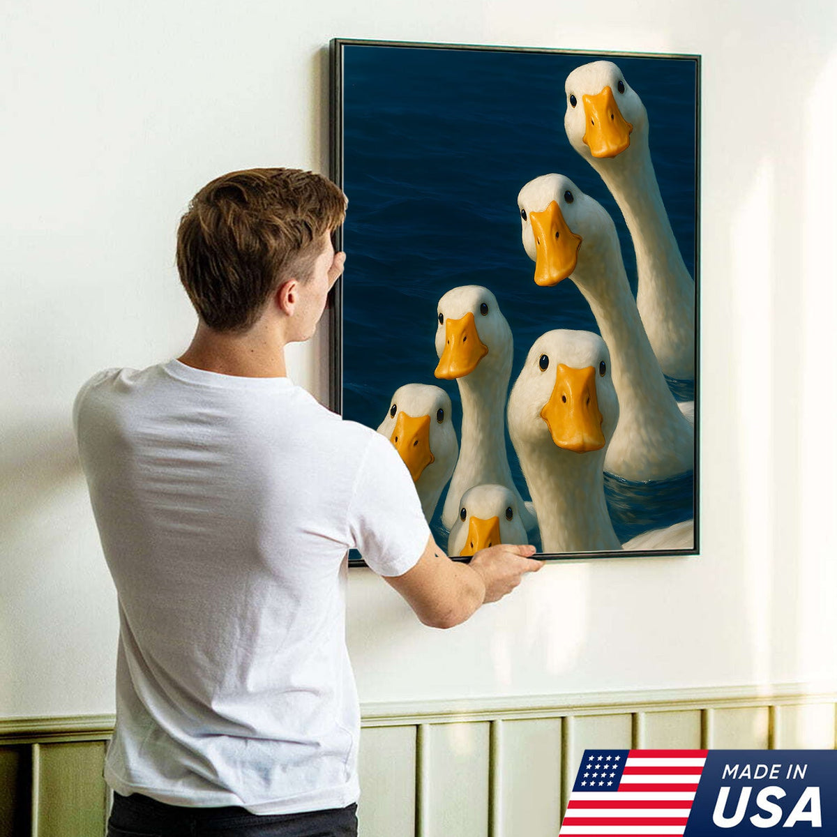 Funny Duck Canvas Wall Art – Quirky Farmhouse & Hunting Cabin Decor, Perfect Gift for Hunters