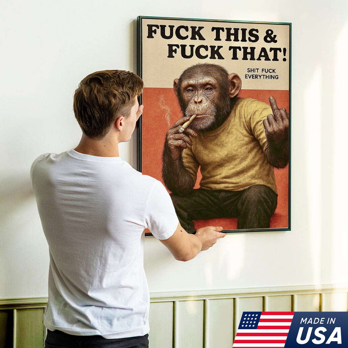 Funny Rude Monkey Canvas Wall Art – Savage Monkey Quote Art