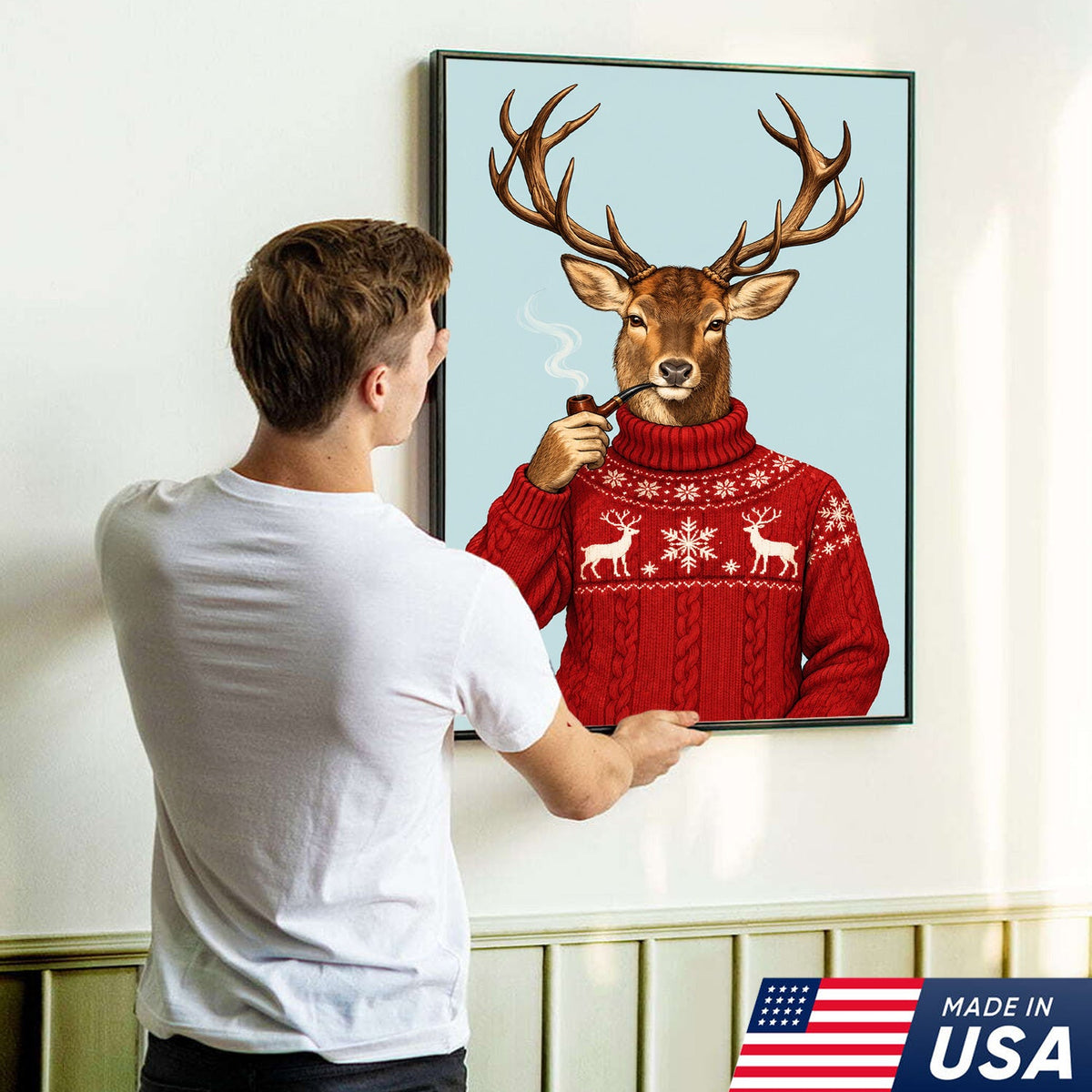 Cozy Christmas Buck Canvas