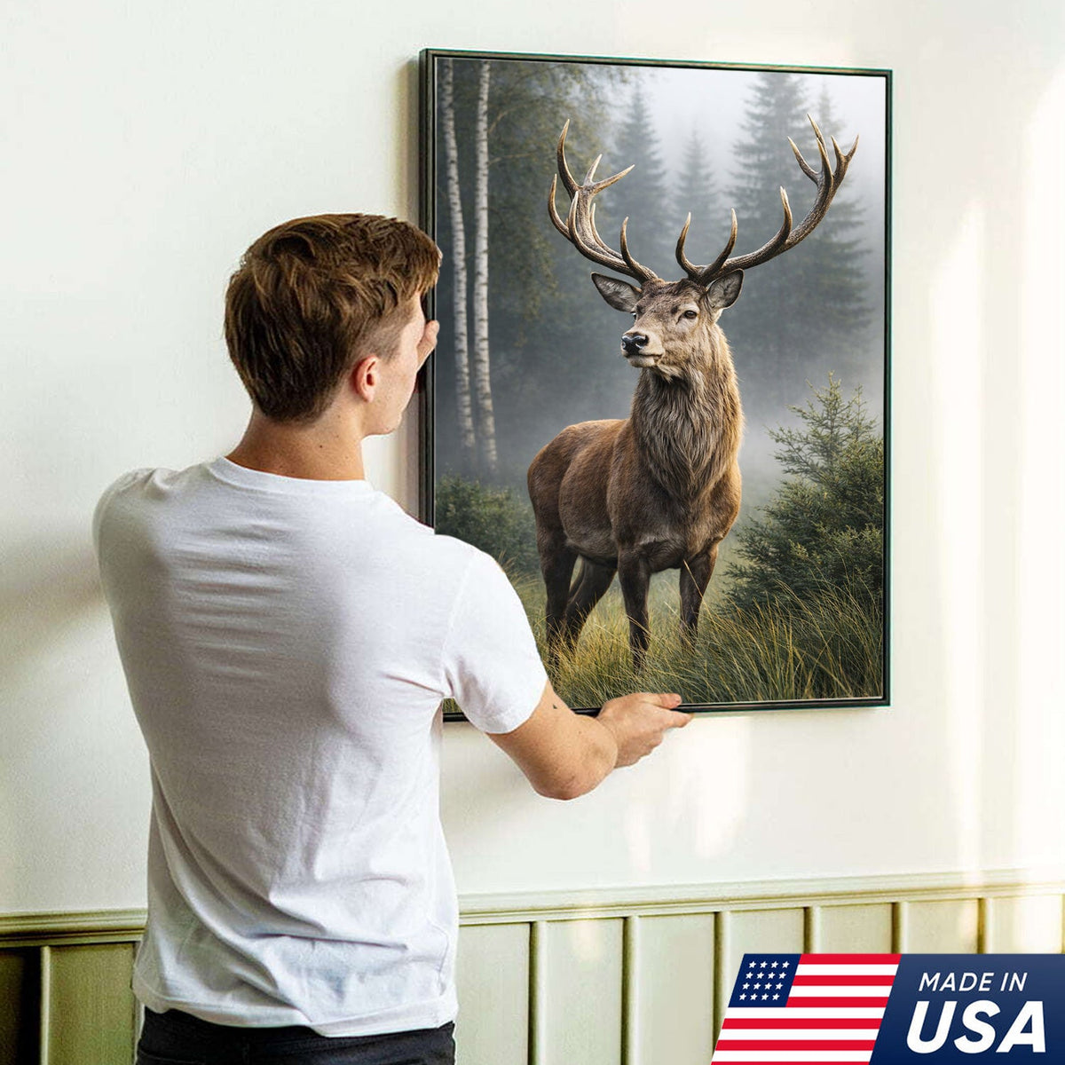 Deer Wall Art Canvas – Rustic Hunting Decor