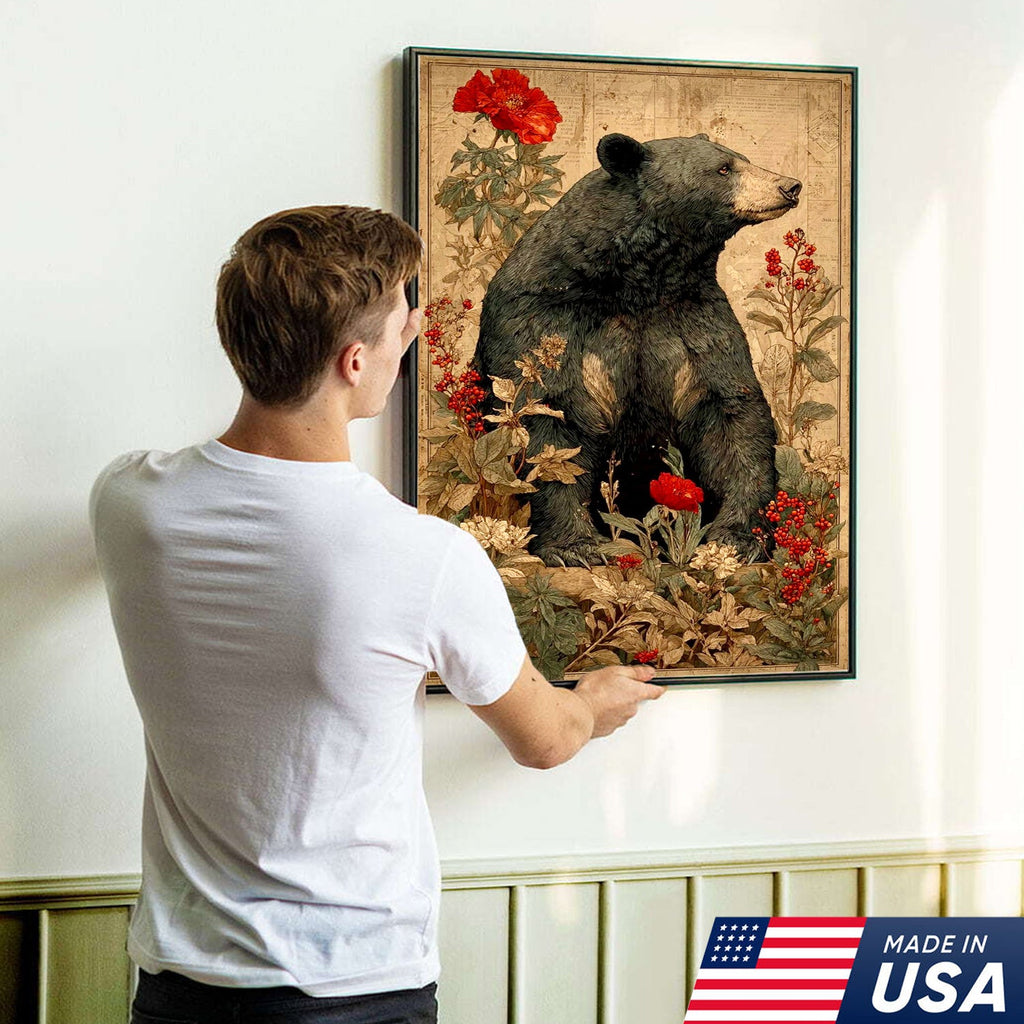 Botanical Black Bear Canvas