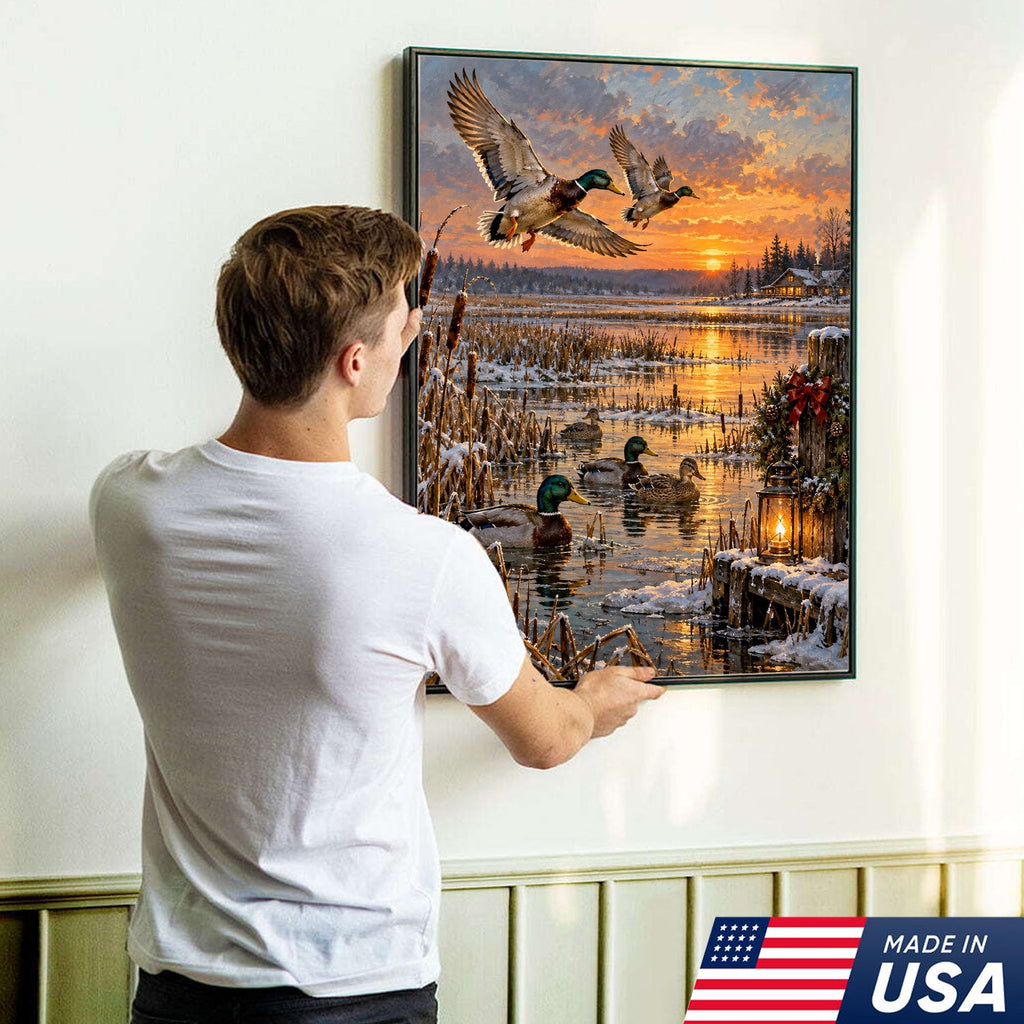 Christmas Mallard Sunset Canvas