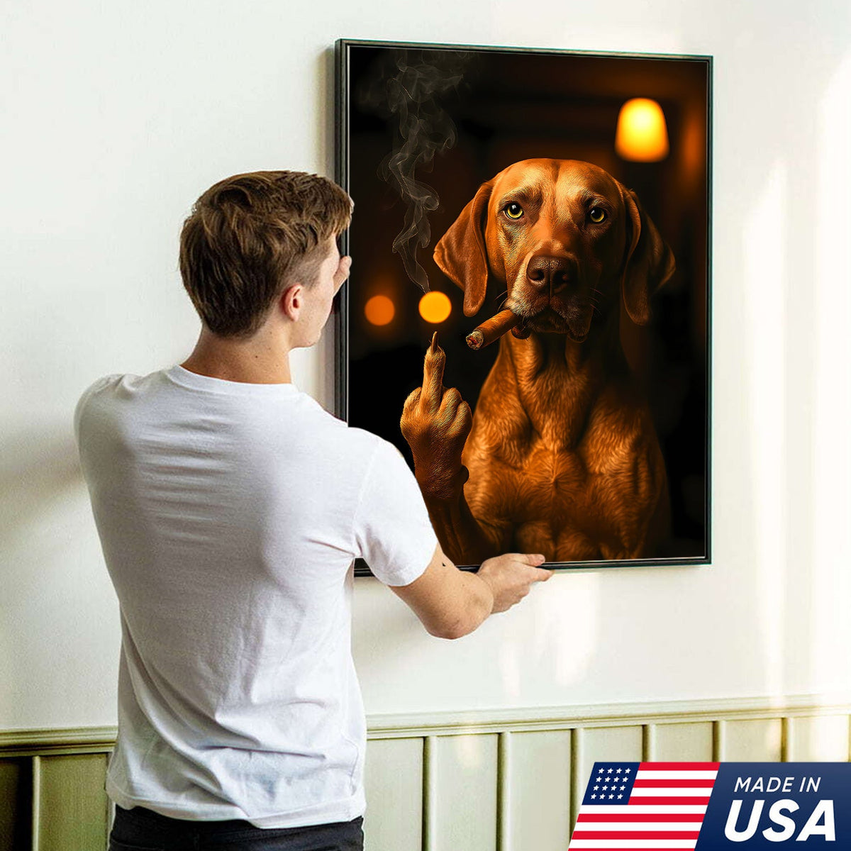 Funny Smoking Dog Canvas – Badass Gift for Hunters & Dog Lovers