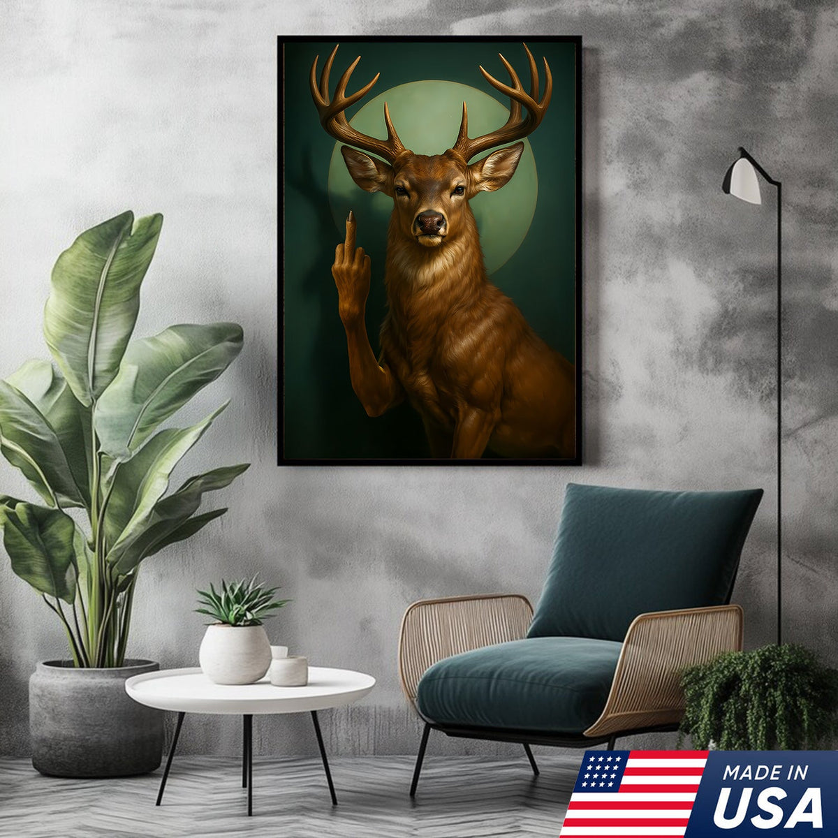 Funny Fukin Deer Wall Art – Sarcastic Wildlife Canvas for Hunters, Man Cave & Cabin Decor