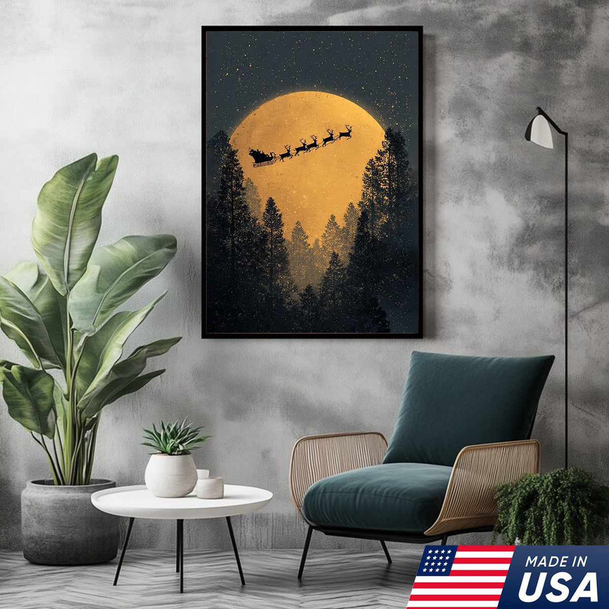 Golden Moon Santa Canvas