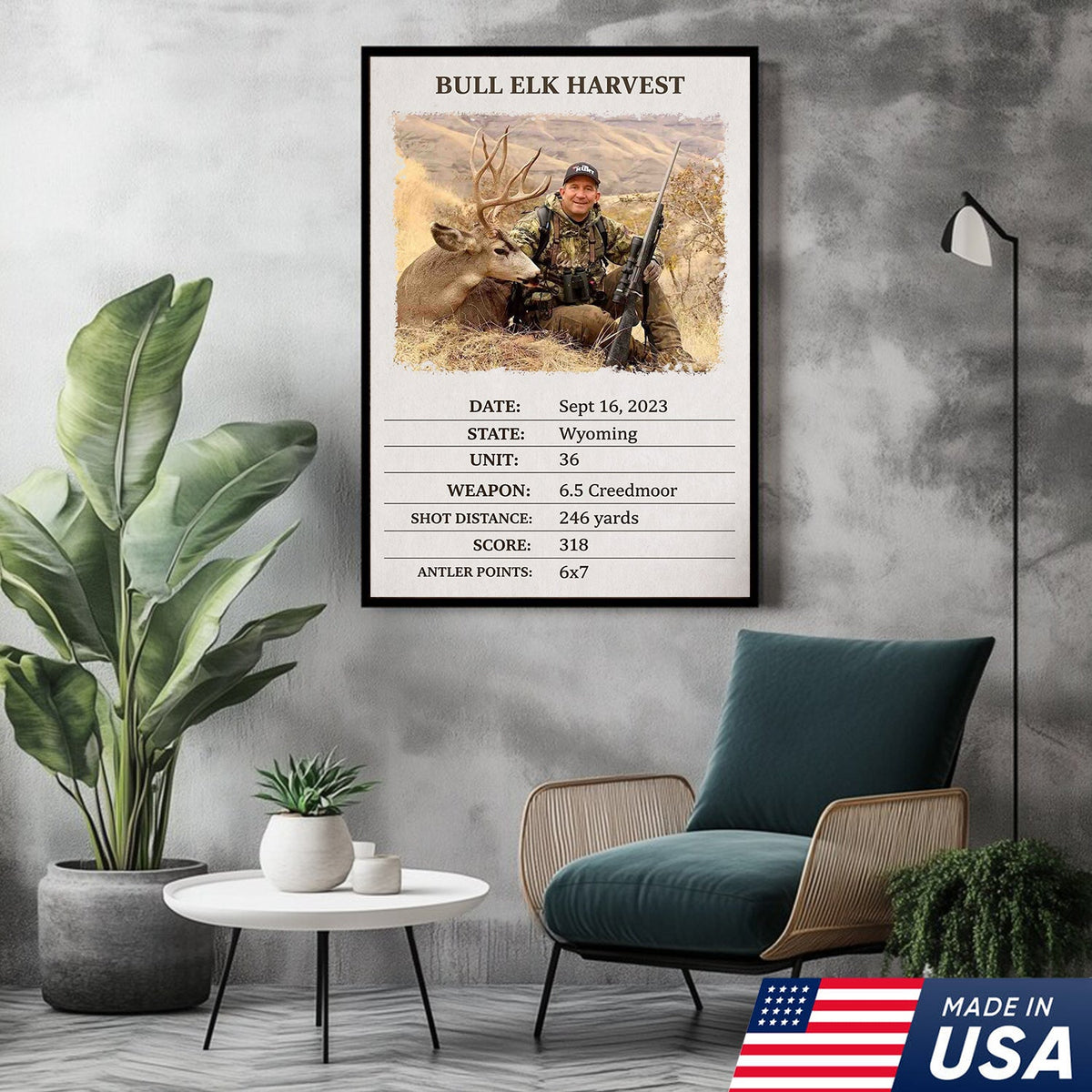 Personalized Bull Elk Hunting Canvas – Custom Hunting Trophy Wall Art