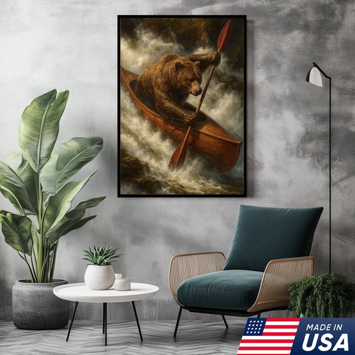 Bear Kayak Adventure Canvas – Epic Wall Art Gift for Outdoor Lovers, Campers & Adventurers
