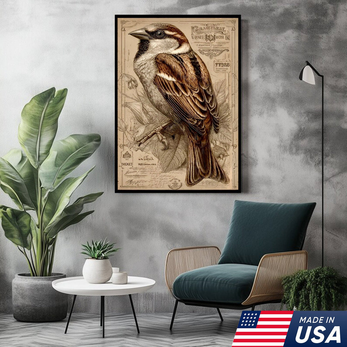 Vintage Sparrow Elegance Canvas