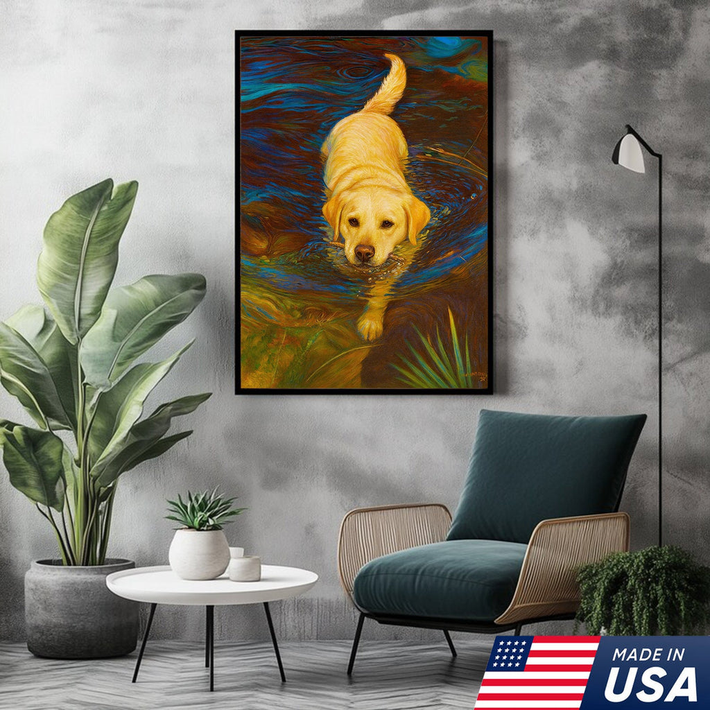 Yellow Labrador Retriever Wall Art – Dog Lover Gift, Pet Decor Canvas for Home & Cabin Style