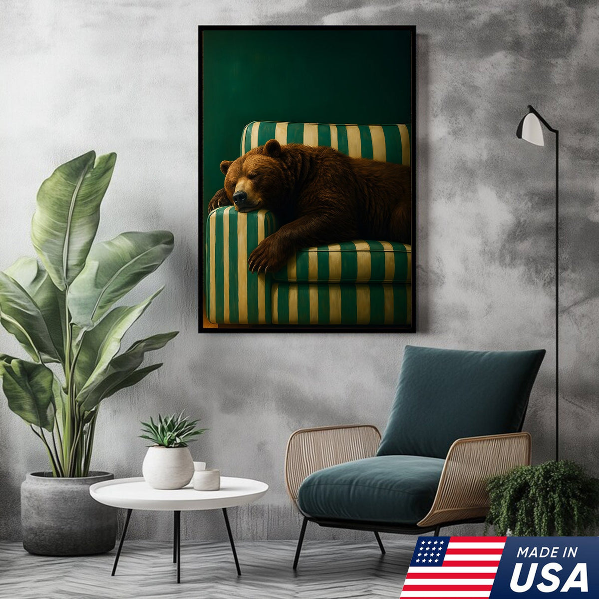 Funny Bear Canvas Wall Art – Rustic Cabin Decor & Perfect Gift for Hunters or Outdoorsmen