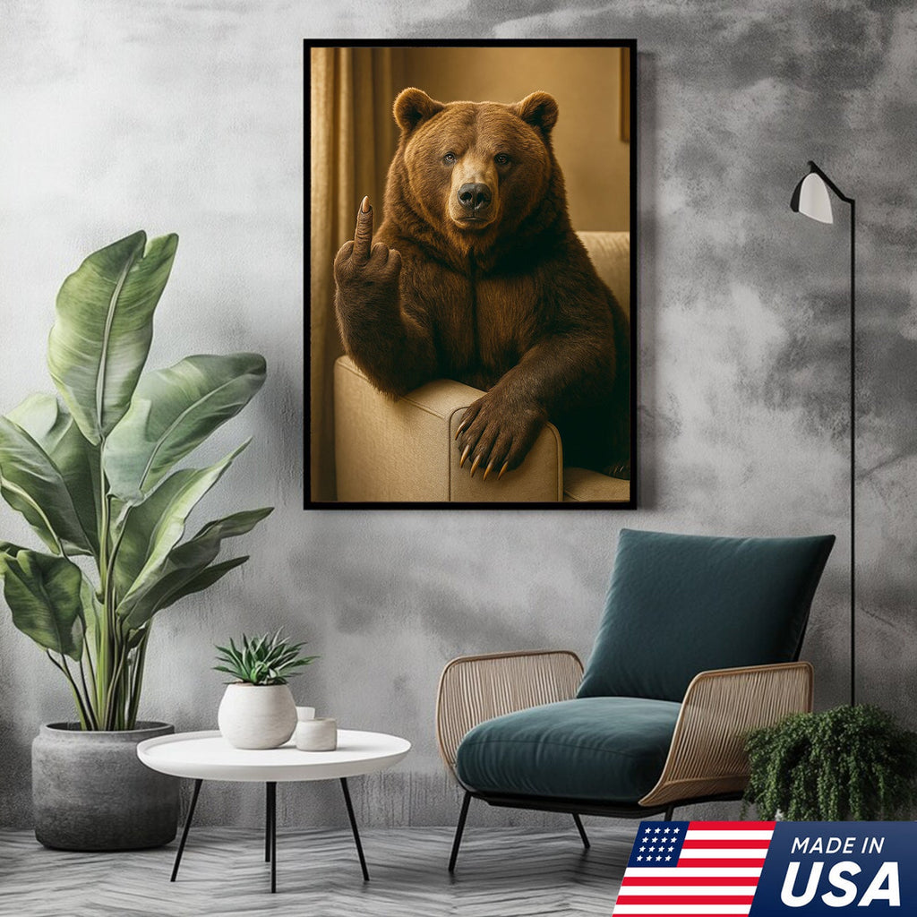 Funny Fukin' Bear Canvas – Funny Rude Animal Wall Art, Savage Man Cave Decor