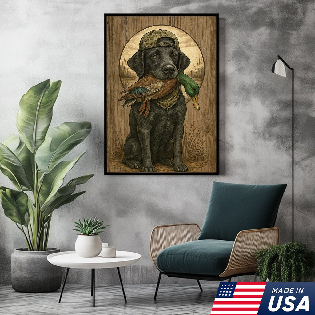 Duck Hunting Dog Still Life Canvas – Rustic Cabin Wall Art for Hunters & Outdoorsmen