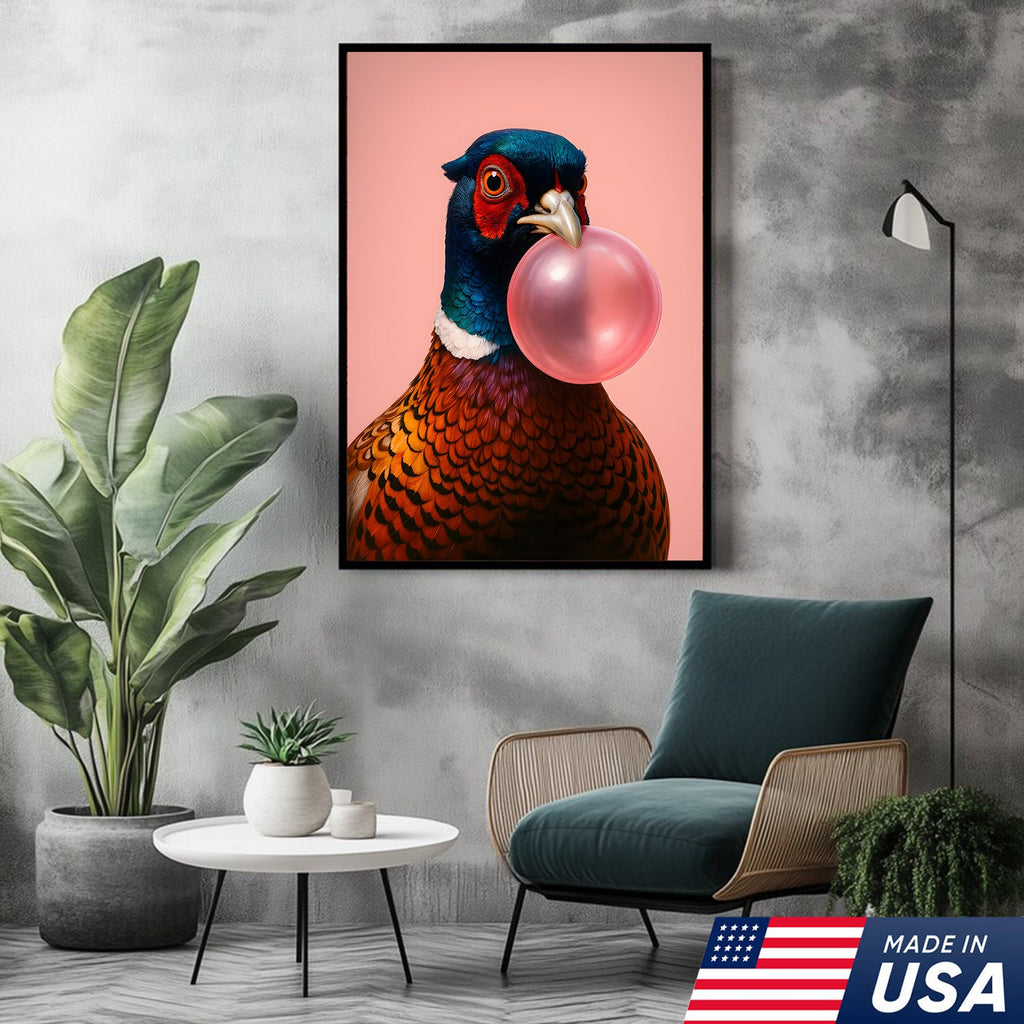 Funny Pheasant Canvas Wall Art – Unique Hunting Cabin Decor & Perfect Gift for Hunters