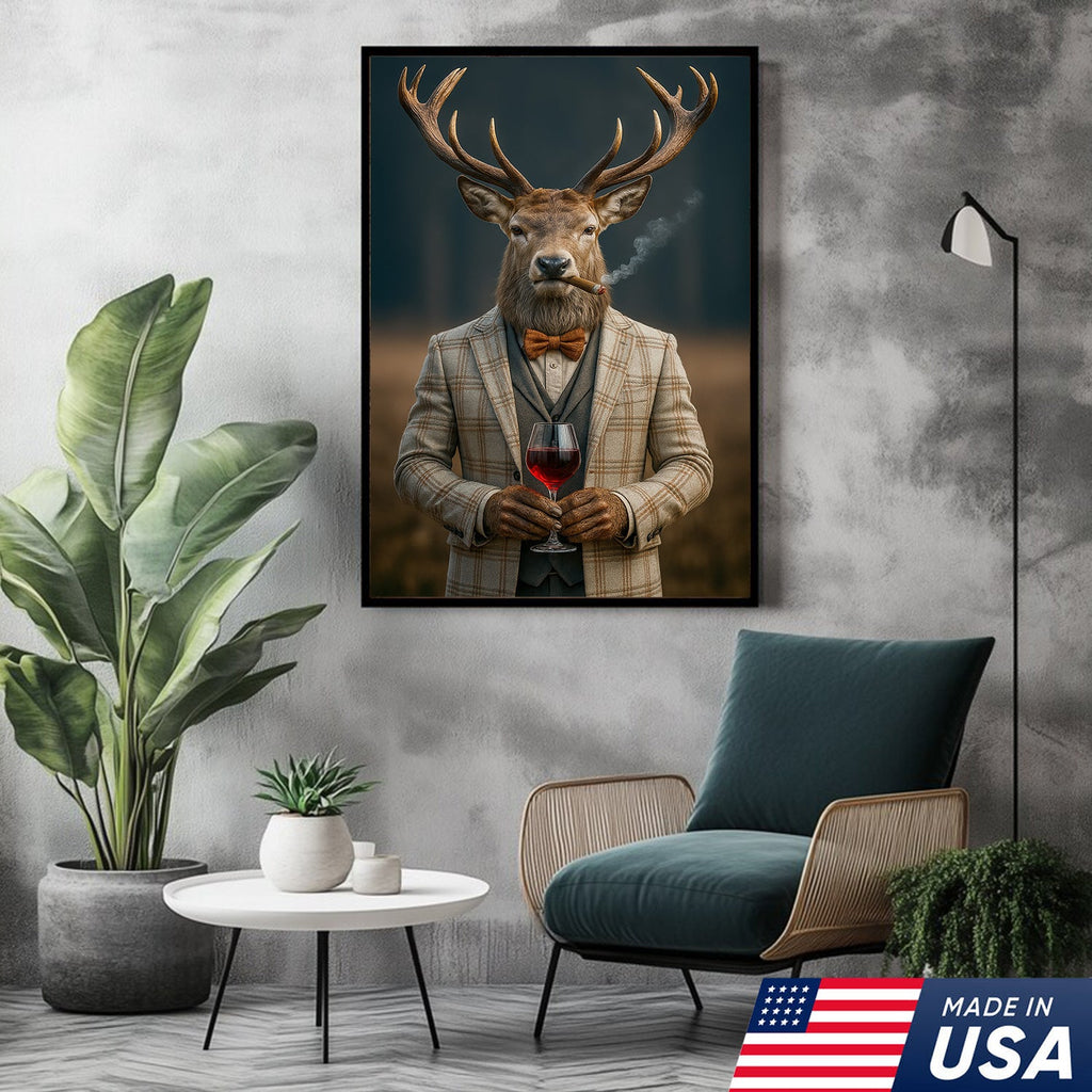 Gentleman Deer Portrait Canvas – Rustic Lodge Wall Art for Hunters & Outdoorsmen