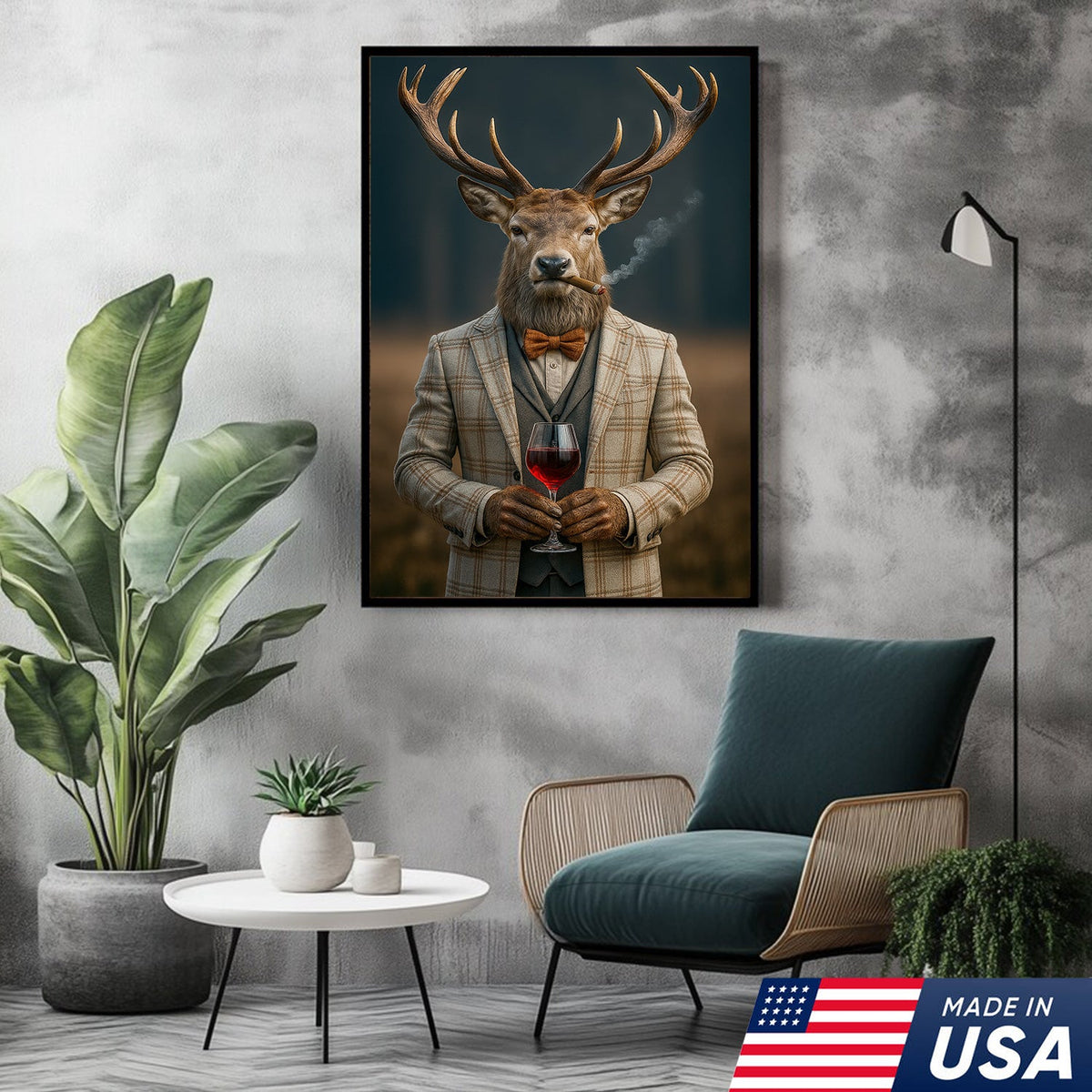 Gentleman Deer Portrait Canvas – Rustic Lodge Wall Art for Hunters & Outdoorsmen