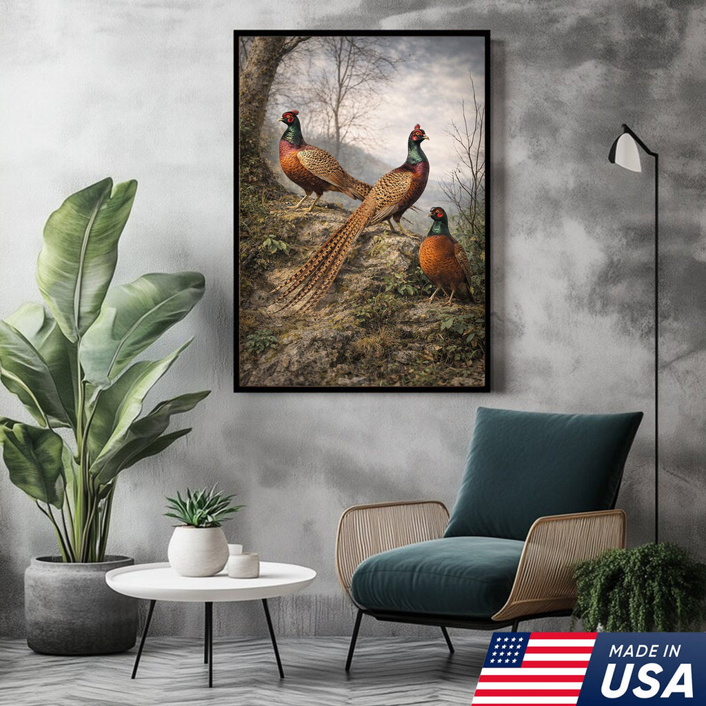 Pheasant Hunting Canvas Wall Art – Upland Bird Hunting Decor for Hunter Home