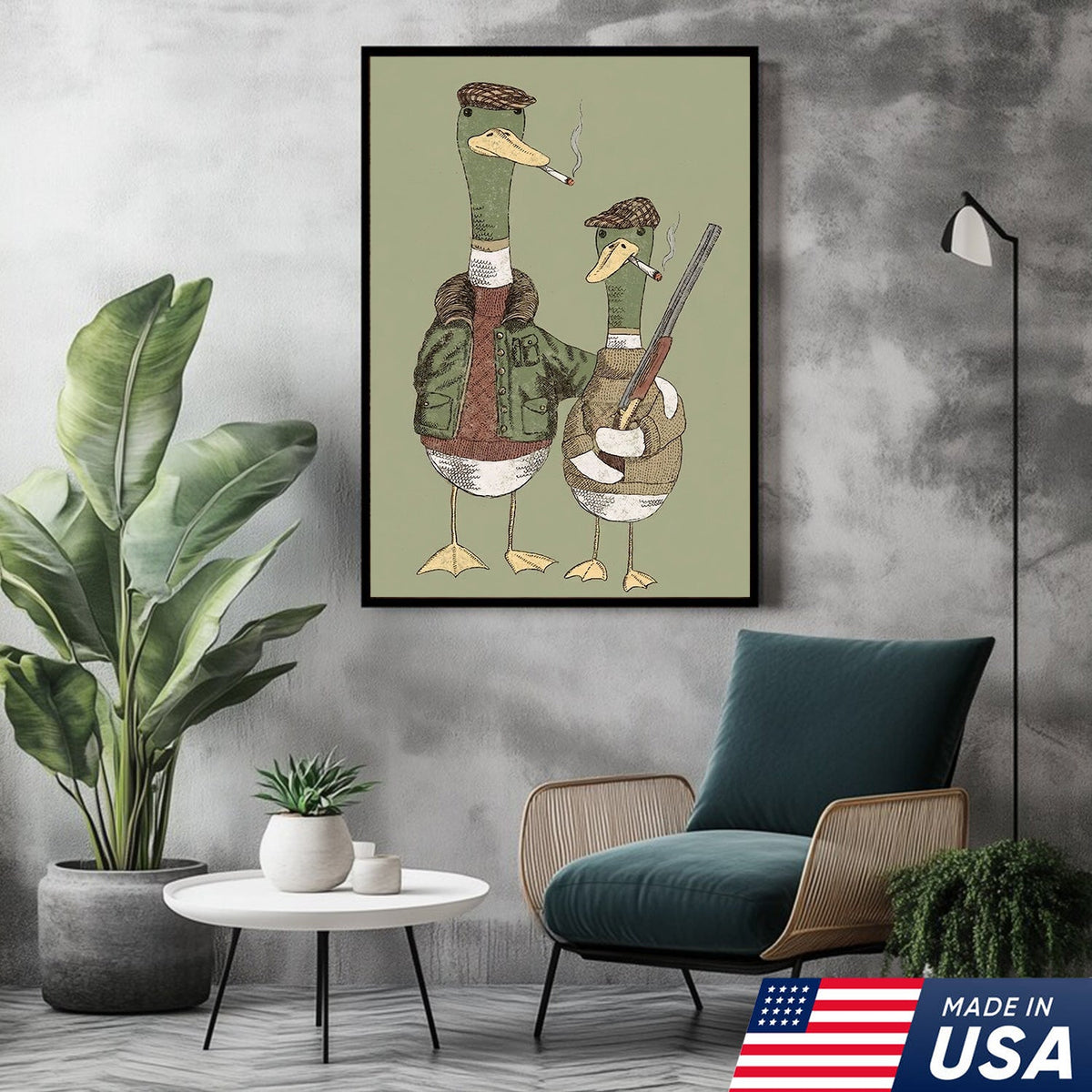 Funny Hunting Duck Wall Art, Duck Hunter Canvas, Gift for Hunter