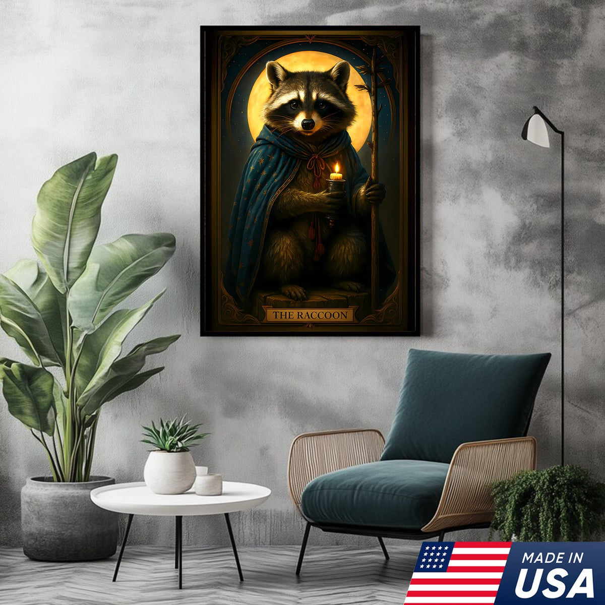 The Raccoon Candle Wall Art Canvas – Unique Fantasy Animal Wall Art Gift for Wildlife & Nature Lovers