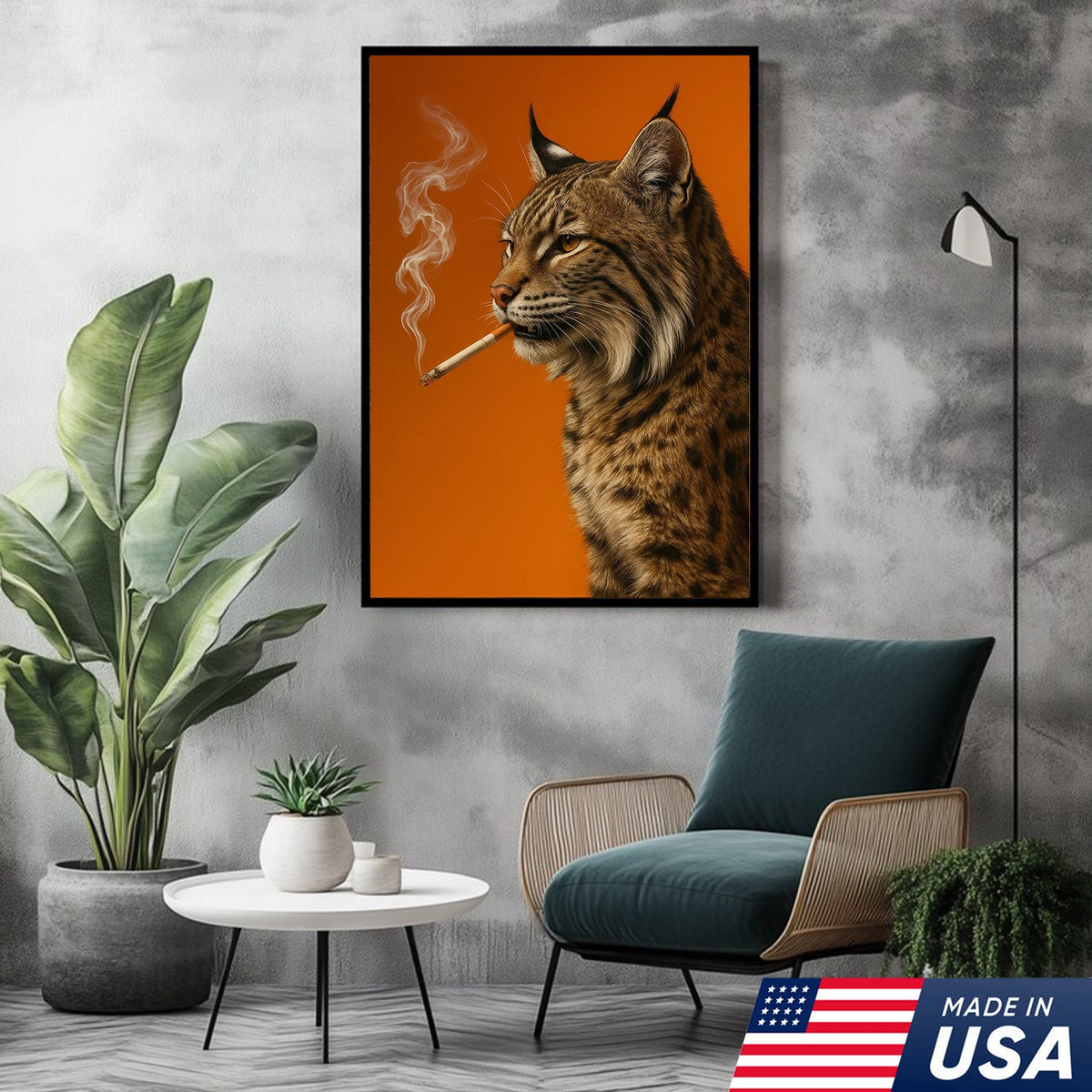Bobcat Canvas Wall Art – Rustic Wildlife Decor – Hunting Cabin Artwork – Mountain Lodge Wall Hanging