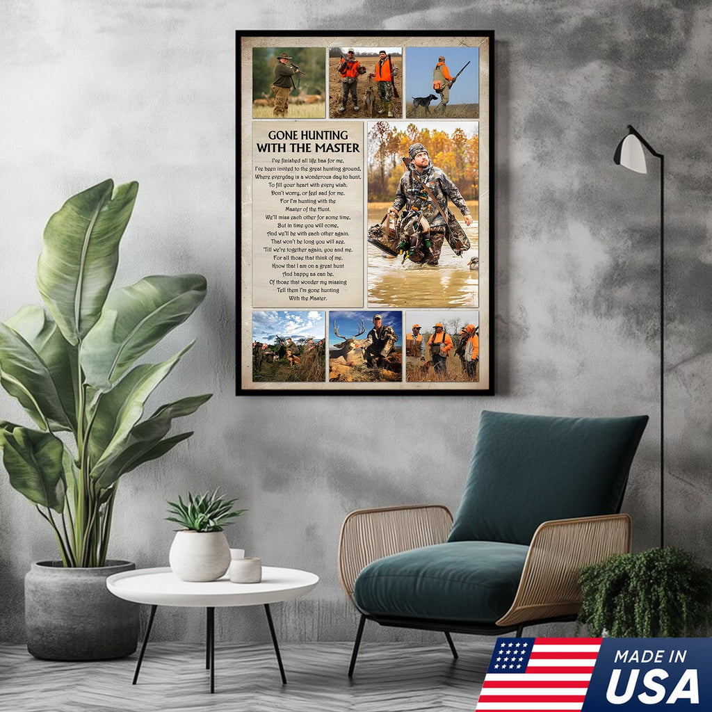 Gone Hunting With The Master Canvas Wall Art – Hunting Memorial Gift, Sympathy Gift for Hunter Loss