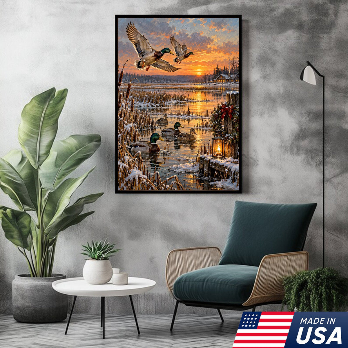 Christmas Mallard Sunset Canvas