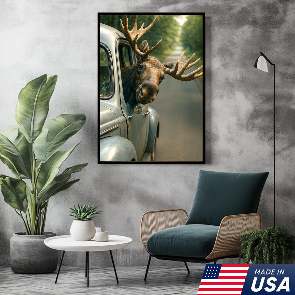Funny Moose Canvas – Hilarious Wildlife Wall Art Gift for Hunters, Cabin or Lodge Decor