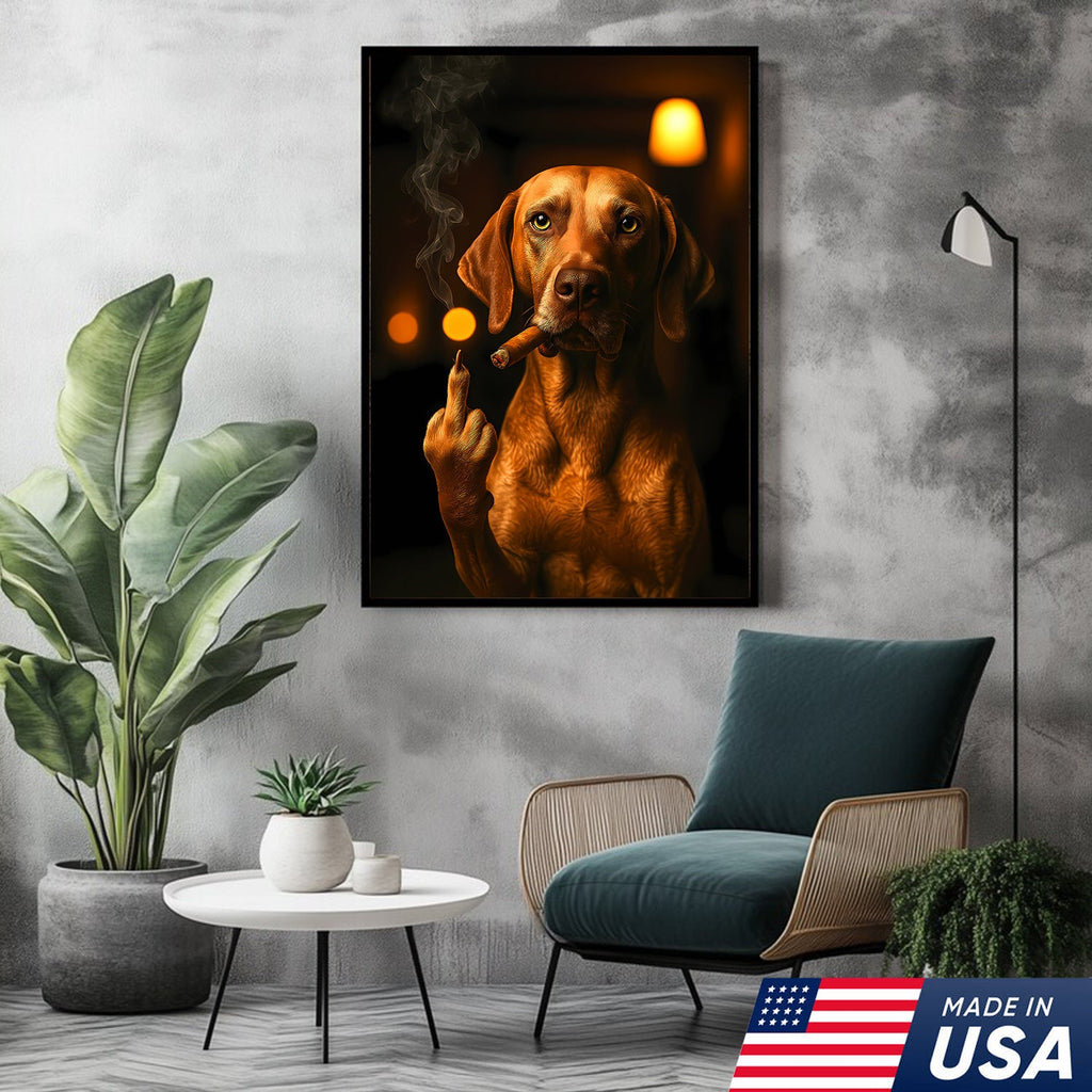 Funny Smoking Dog Canvas – Badass Gift for Hunters & Dog Lovers