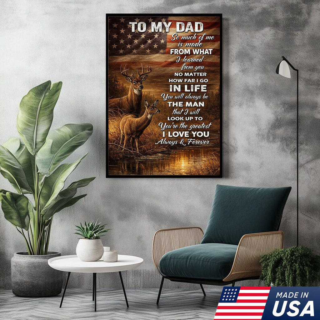 To My Dad Deer Canvas Wall Art – Father Appreciation Gift from Son or Daughter