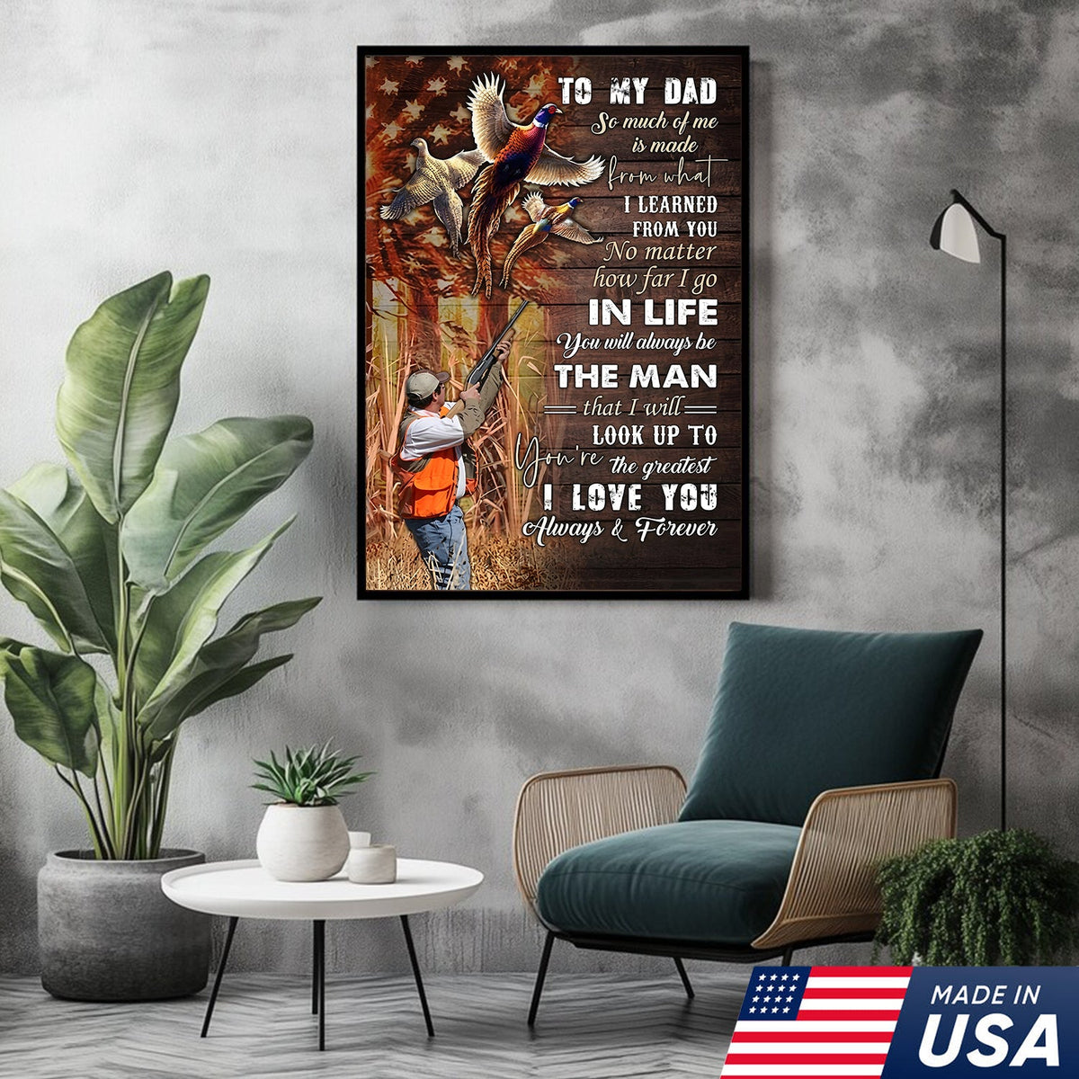 Personalized To My Dad Hunting Canvas Wall Art – Gift from Son to Dad, Duck Hunting Canvas Print