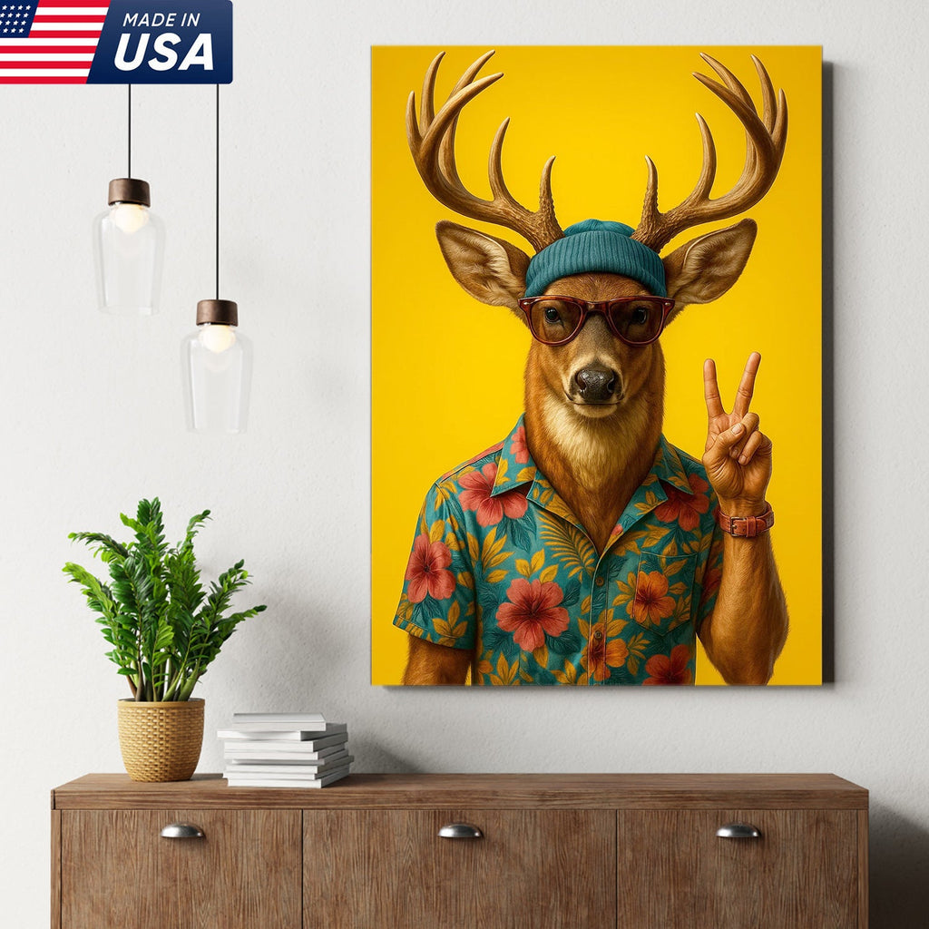 Cool Deer with Hawaiian Shirt Wall Art – Funny Animal product image 15