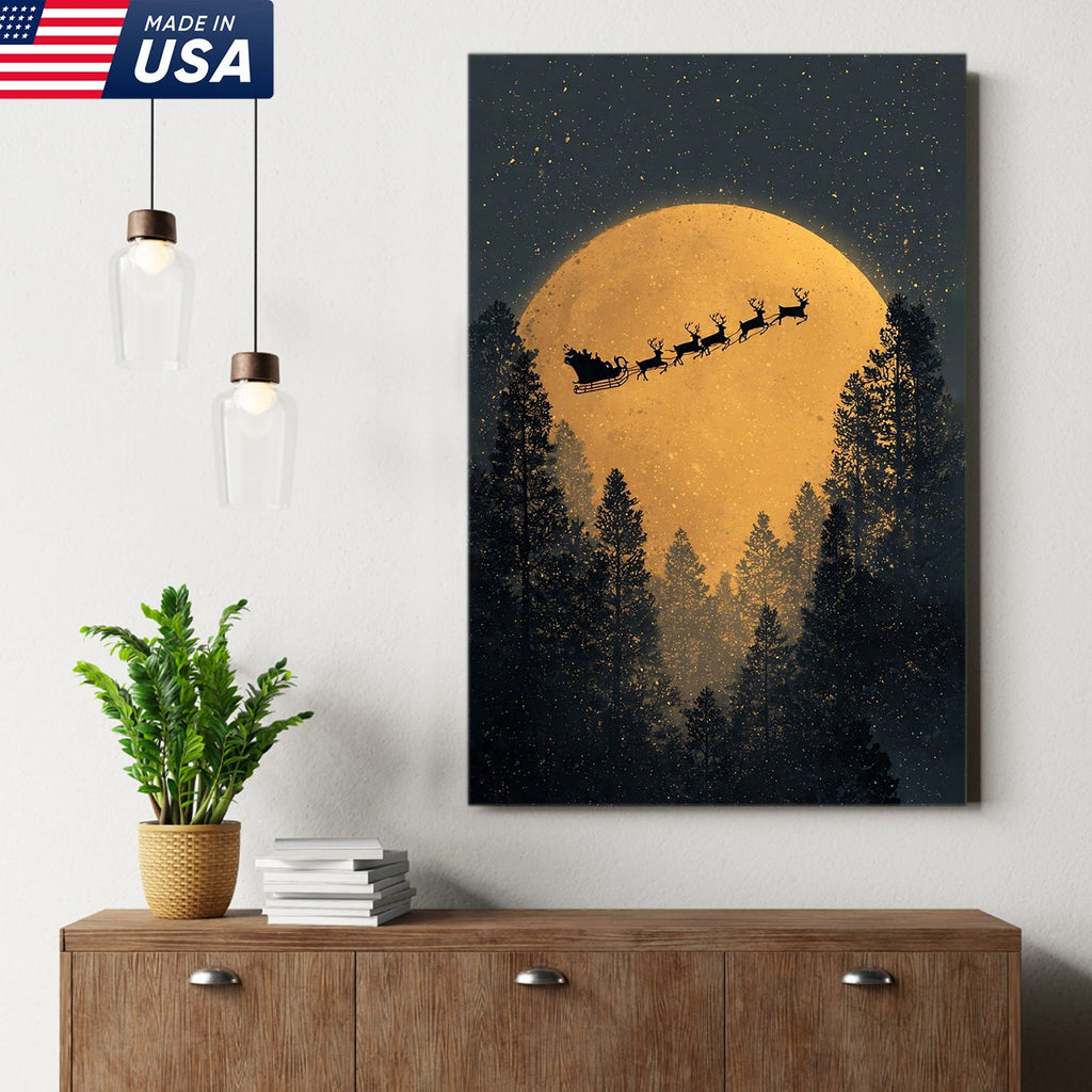 Golden Moon Santa Canvas