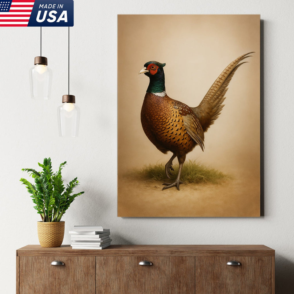 Pheasant Wall Art – Rustic Hunting Bird Canvas Print for Cabin, Lodge & Farmhouse Decor