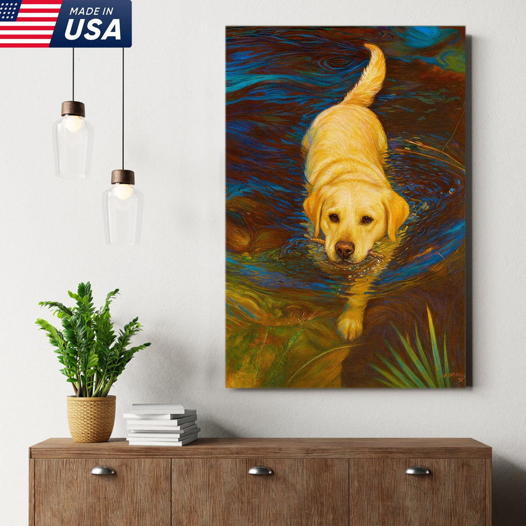 Yellow Labrador Retriever Wall Art – Dog Lover Gift, Pet Decor Canvas for Home & Cabin Style