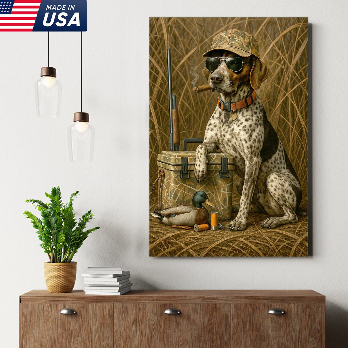 Hunting Dog Canvas Wall Art, Duck Hunter Retriever with Gear