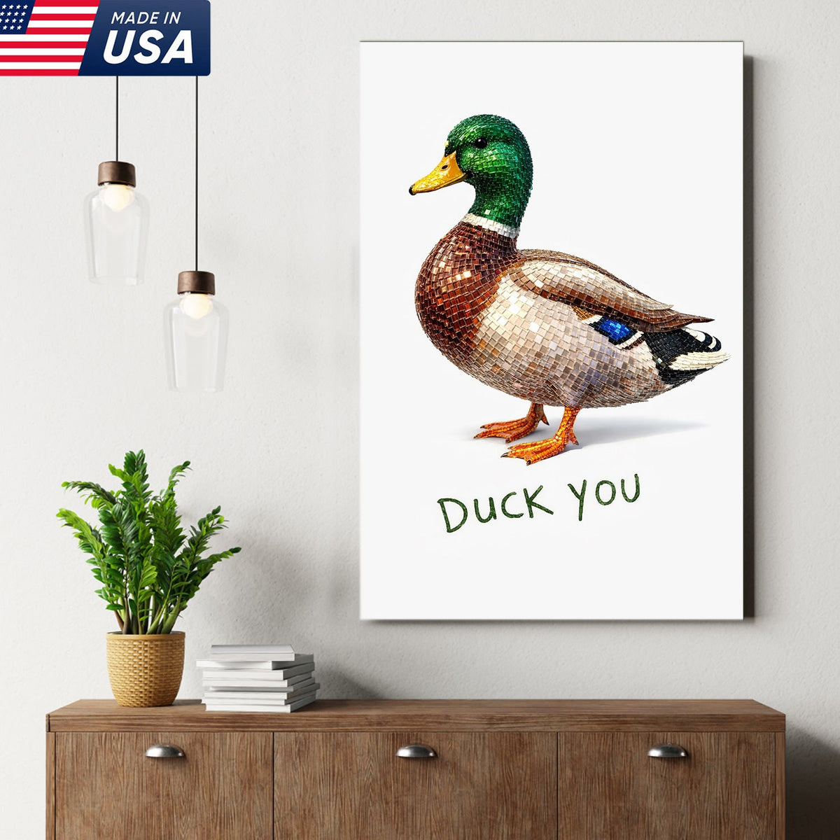 Funny Duck Canvas Wall Art – “Duck You” Sarcastic Animal Decor for Home or Office