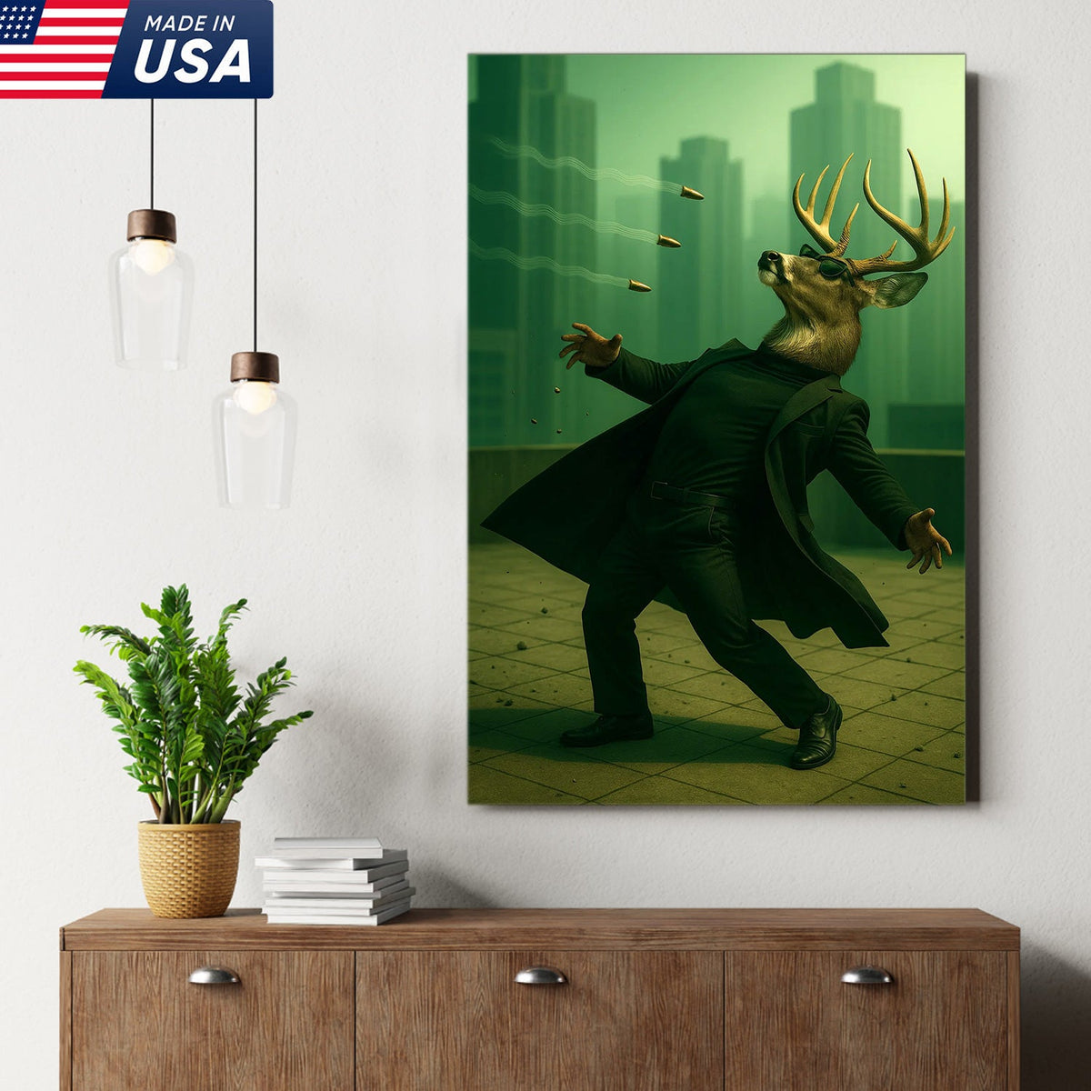 Cool Deer Wall Art Canvas, Buck Dodging Bullets in Long Coat product image 14