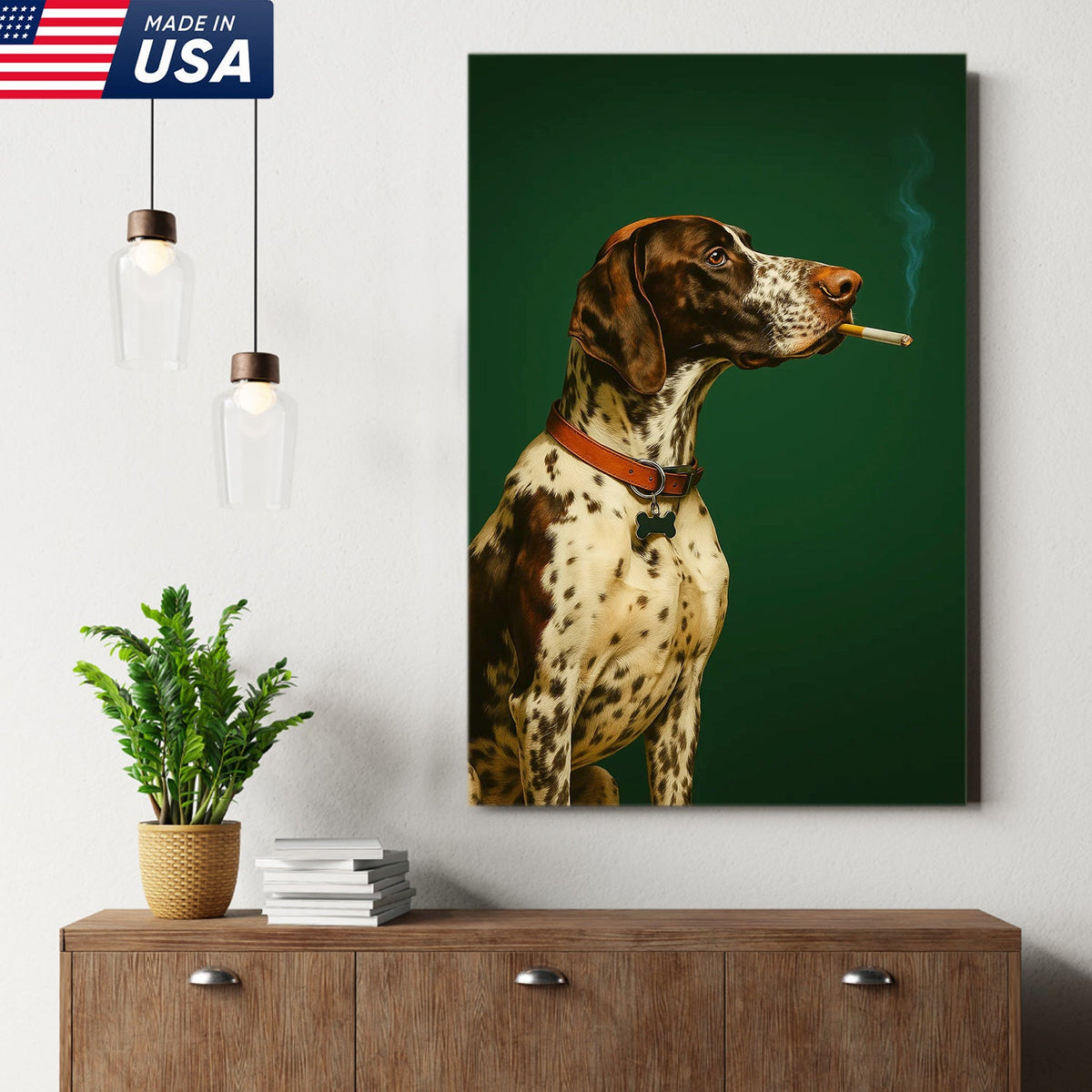 Funny Dog Canvas Wall Art, German Shorthaired Pointer Portrait