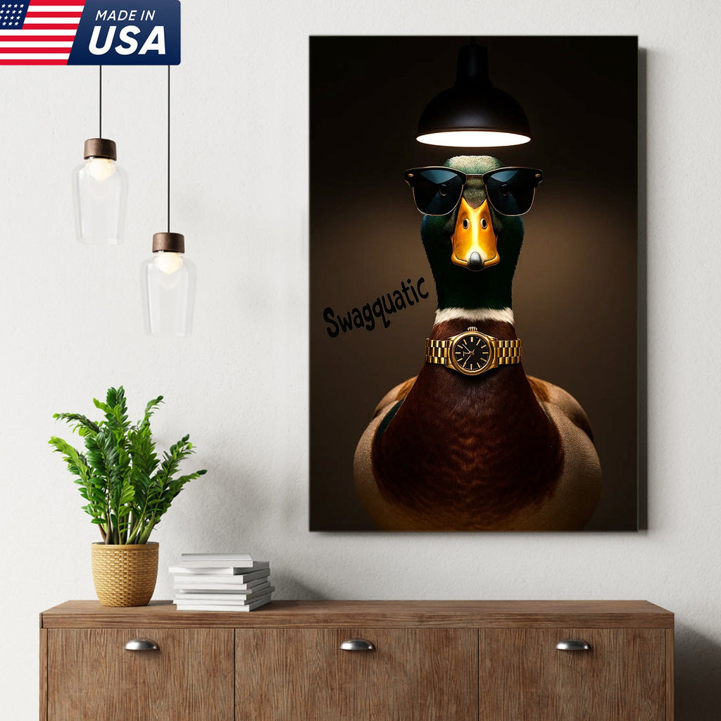 Swag Duck Canvas Art – Cool Duck with Sunglasses & Gold Watch