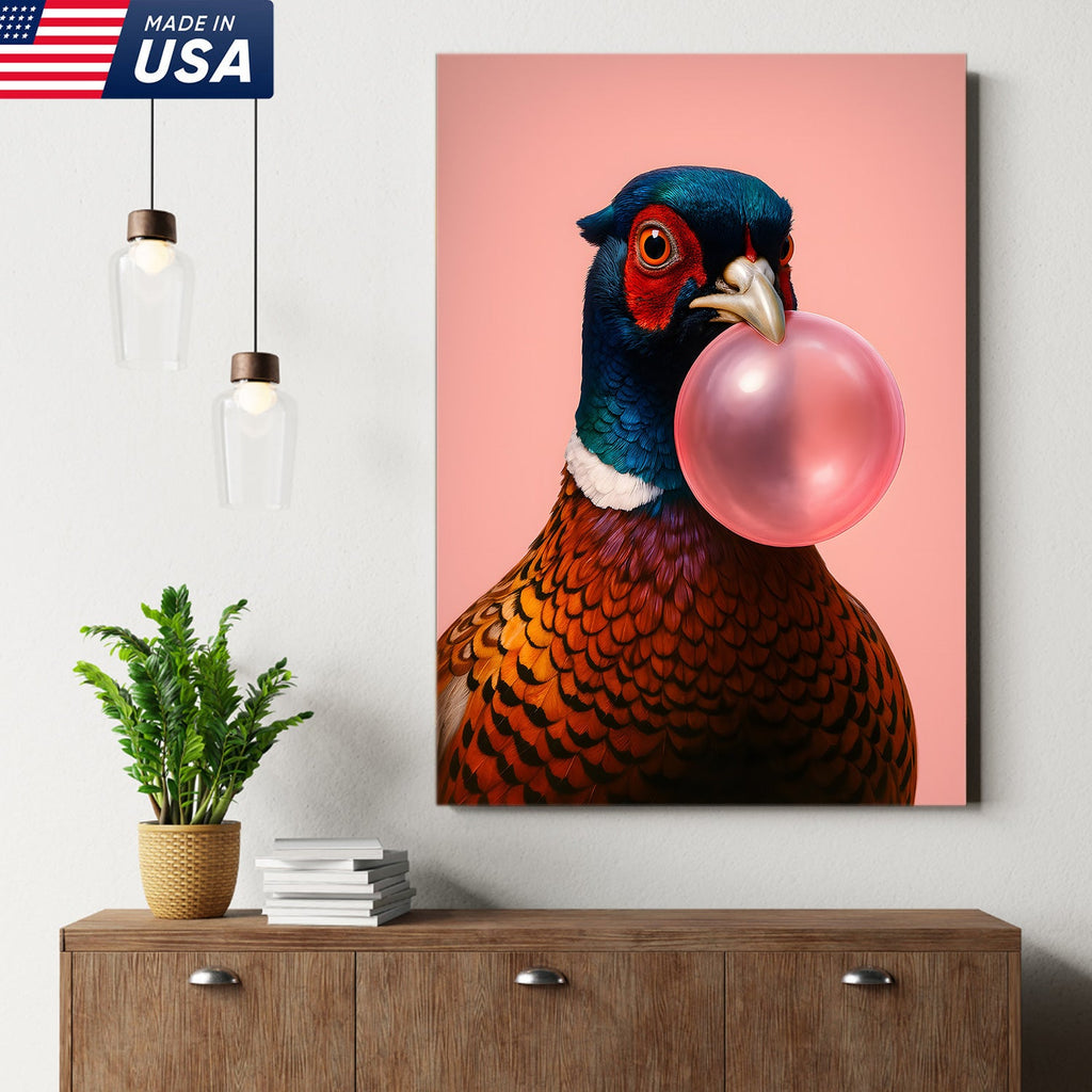 Funny Pheasant Canvas Wall Art – Unique Hunting Cabin Decor & Perfect Gift for Hunters