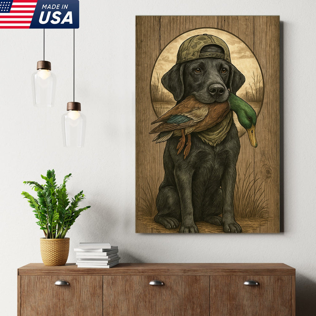Duck Hunting Dog Still Life Canvas – Rustic Cabin Wall Art for Hunters & Outdoorsmen