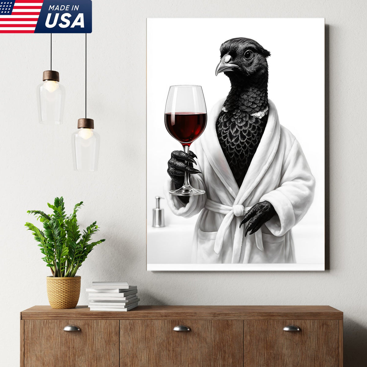 Funny Pheasant Bathroom Chill Canvas Wall Art – Unique Gift for Hunters, Bird Lovers