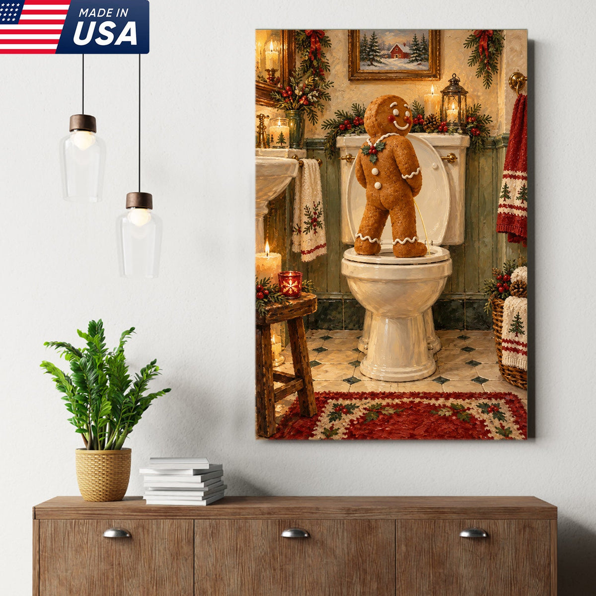 Naughty Gingerbread Christmas Canvas