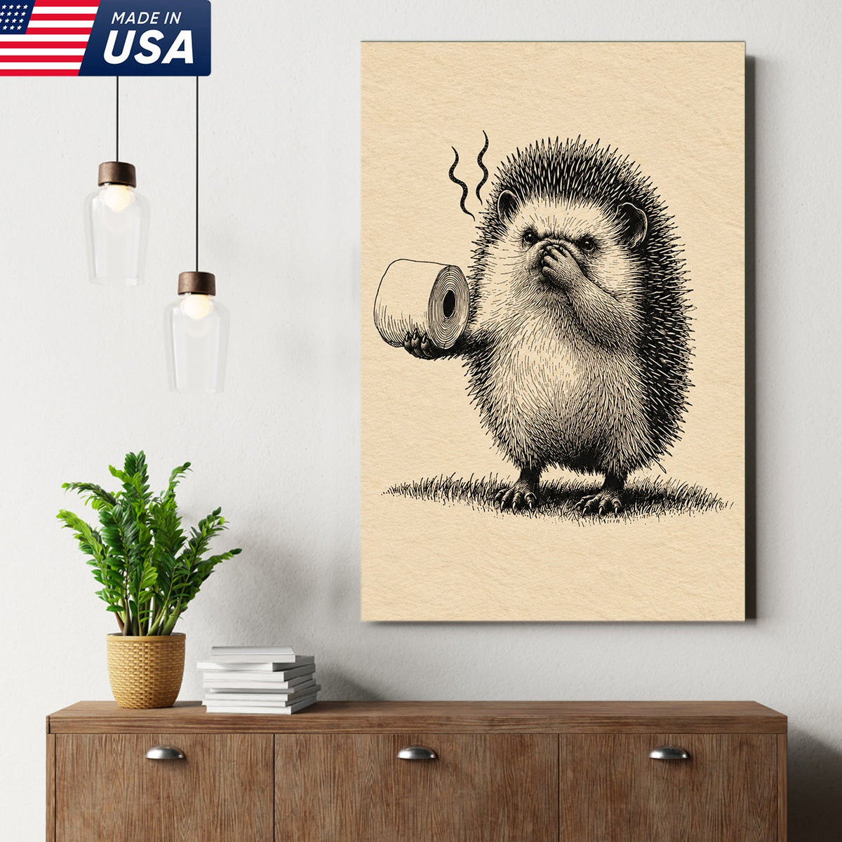 Stinky Hedgehog Humor Canvas
