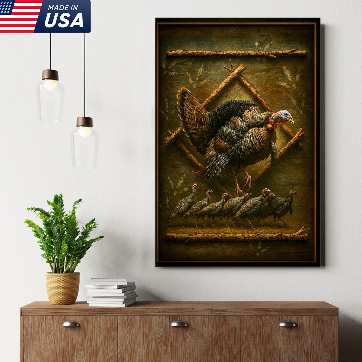 Wild Turkey Canvas Wall Art – Rustic Farmhouse Decor & Perfect Gift for Hunters