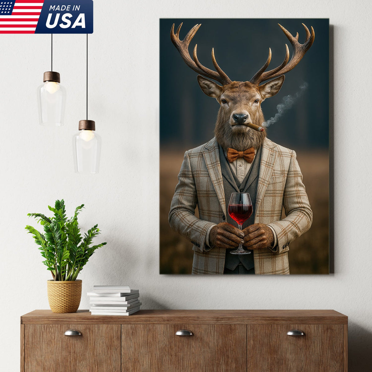 Gentleman Deer Portrait Canvas – Rustic Lodge Wall Art for Hunters & Outdoorsmen